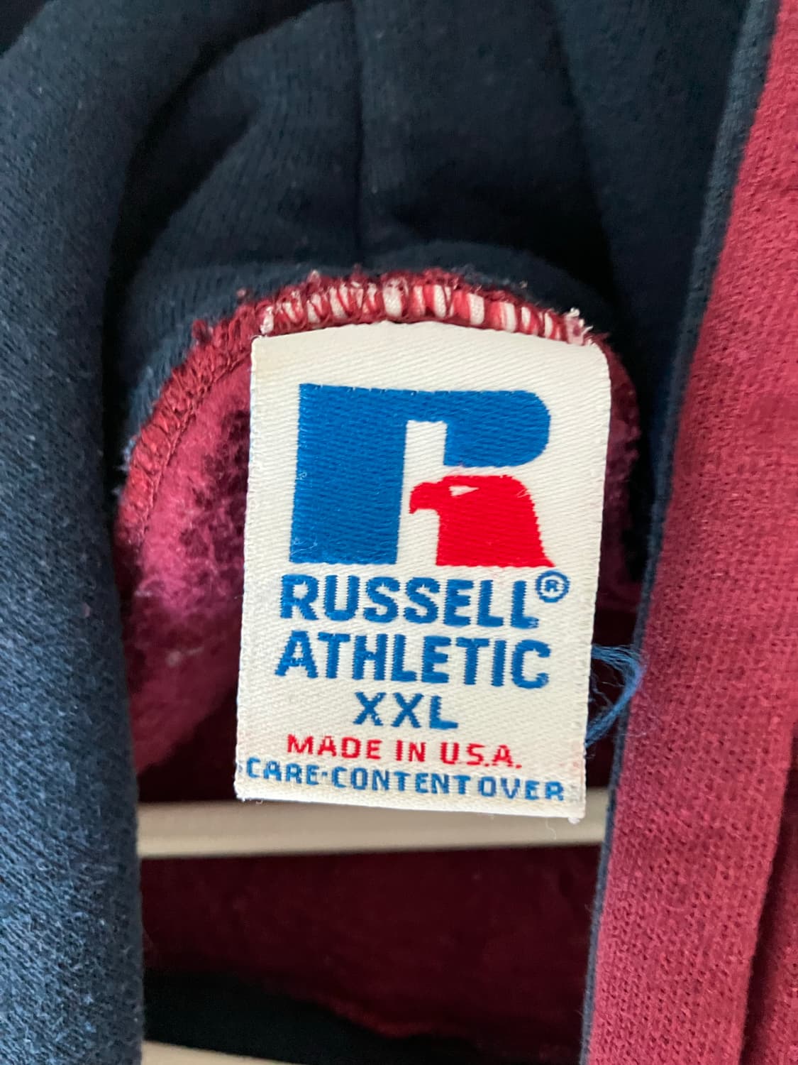 🇺🇸 90s 러셀 후드티 버건디/네이비 made in USA 상품이미지3