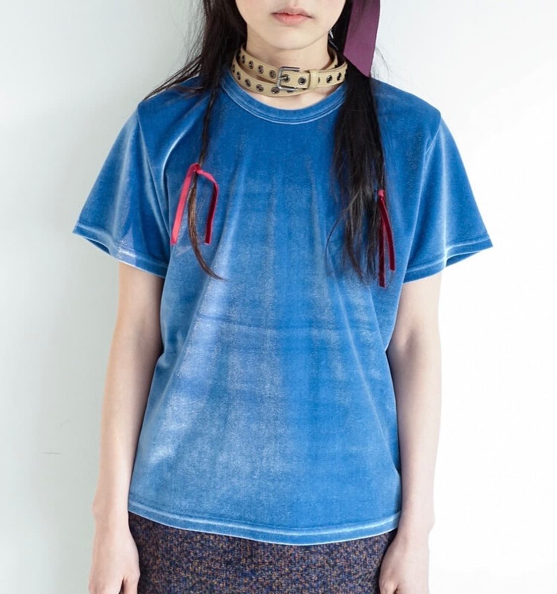 샵페어리 벨벳 반팔 티셔츠 세트 상품이미지1