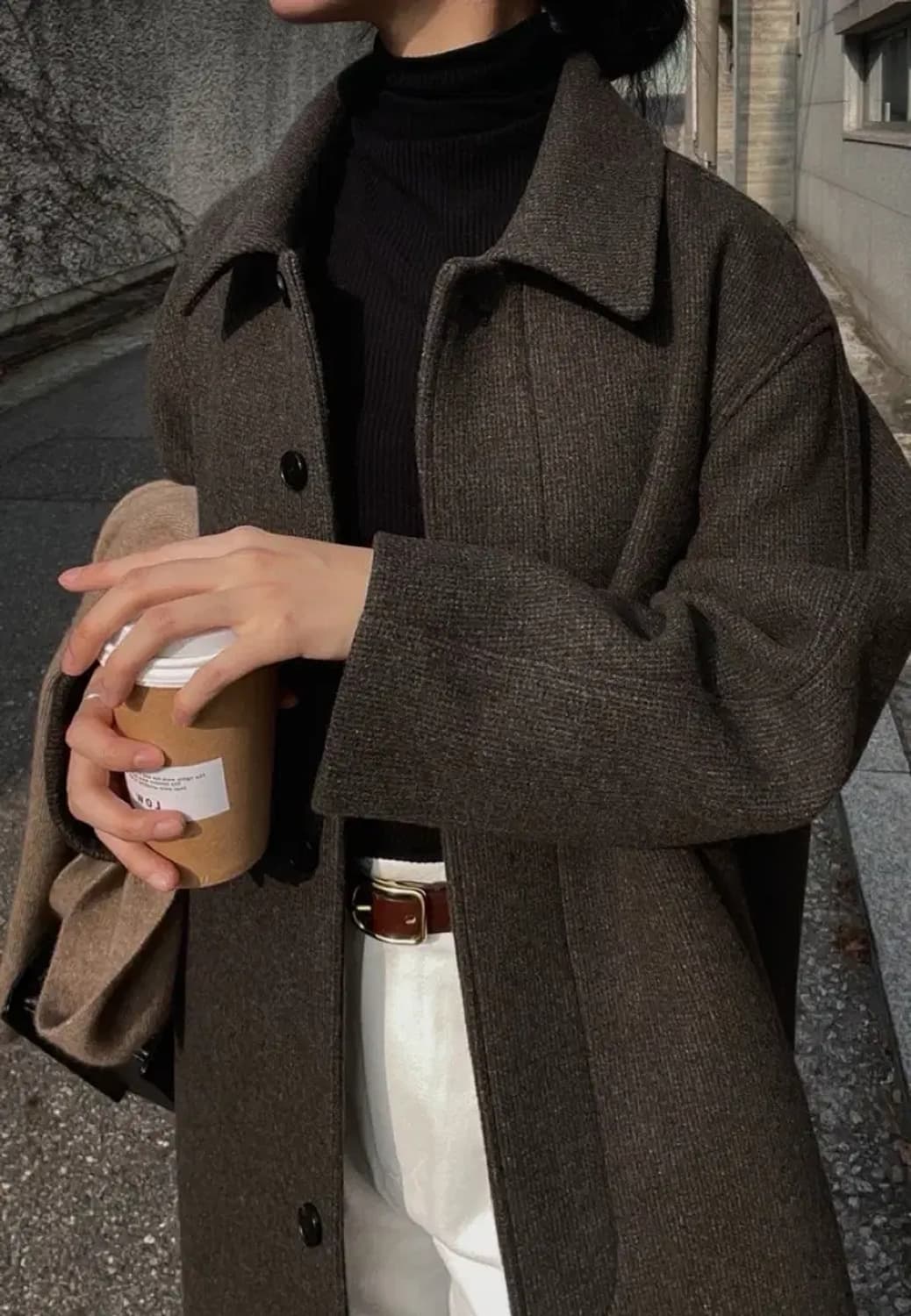 노멜렛 브레스트 울 오버 코트 차콜 40 상품이미지1