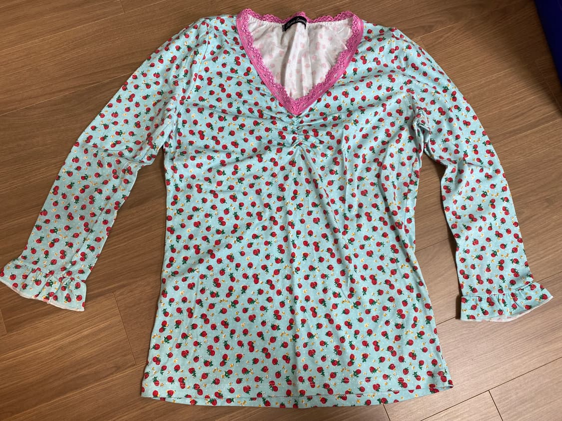 샵페어리 little strawberry lace top mint 상품이미지2