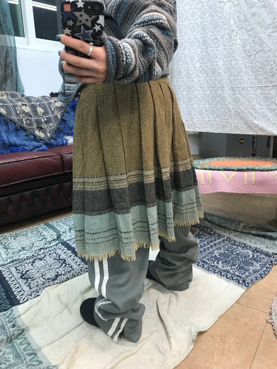 빈티지 멀티컬러 모직 미디스커트  상품이미지2