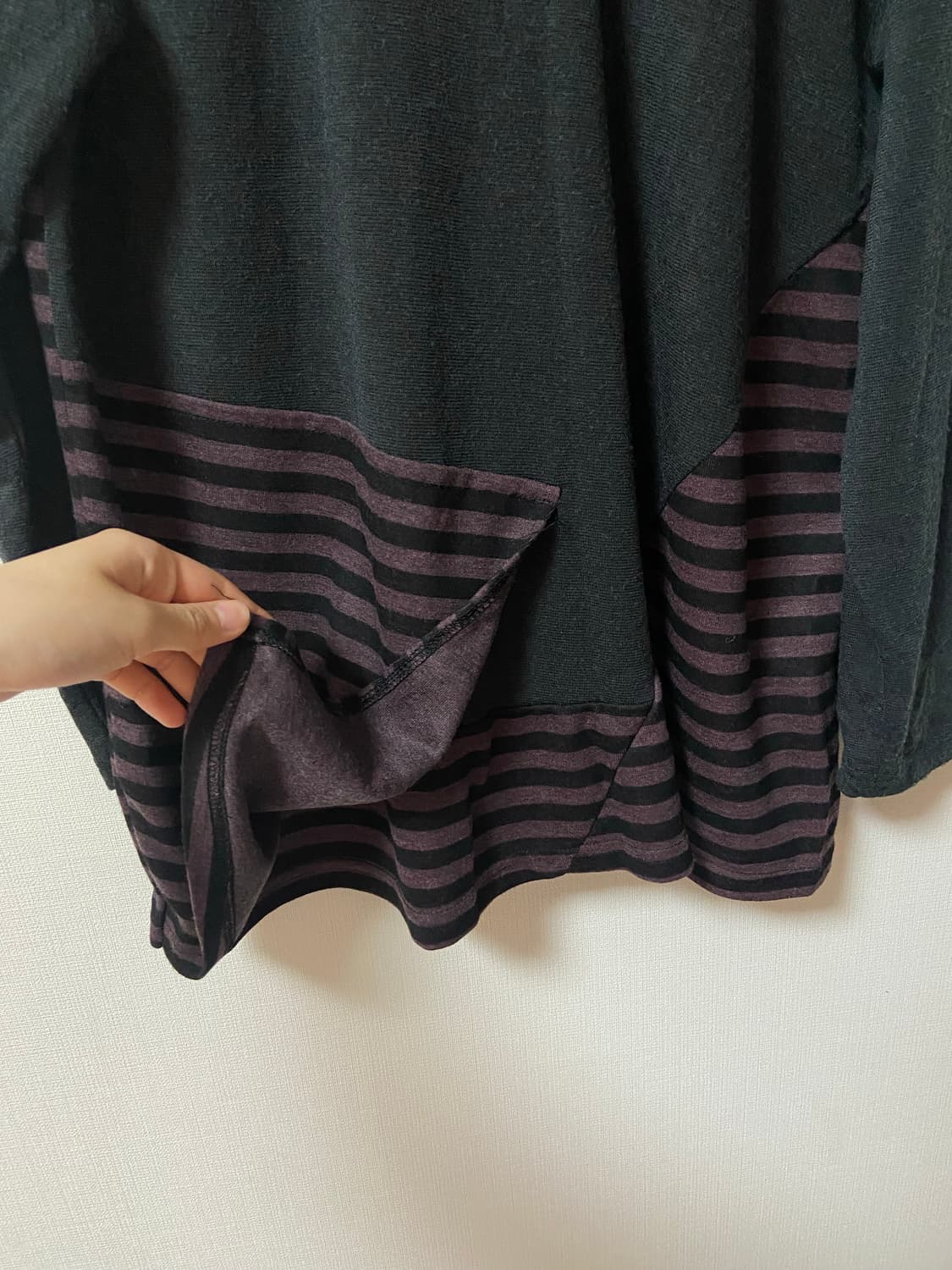 일본 빈티지 하구미 레이어드 스트라이프 면티 상품이미지3