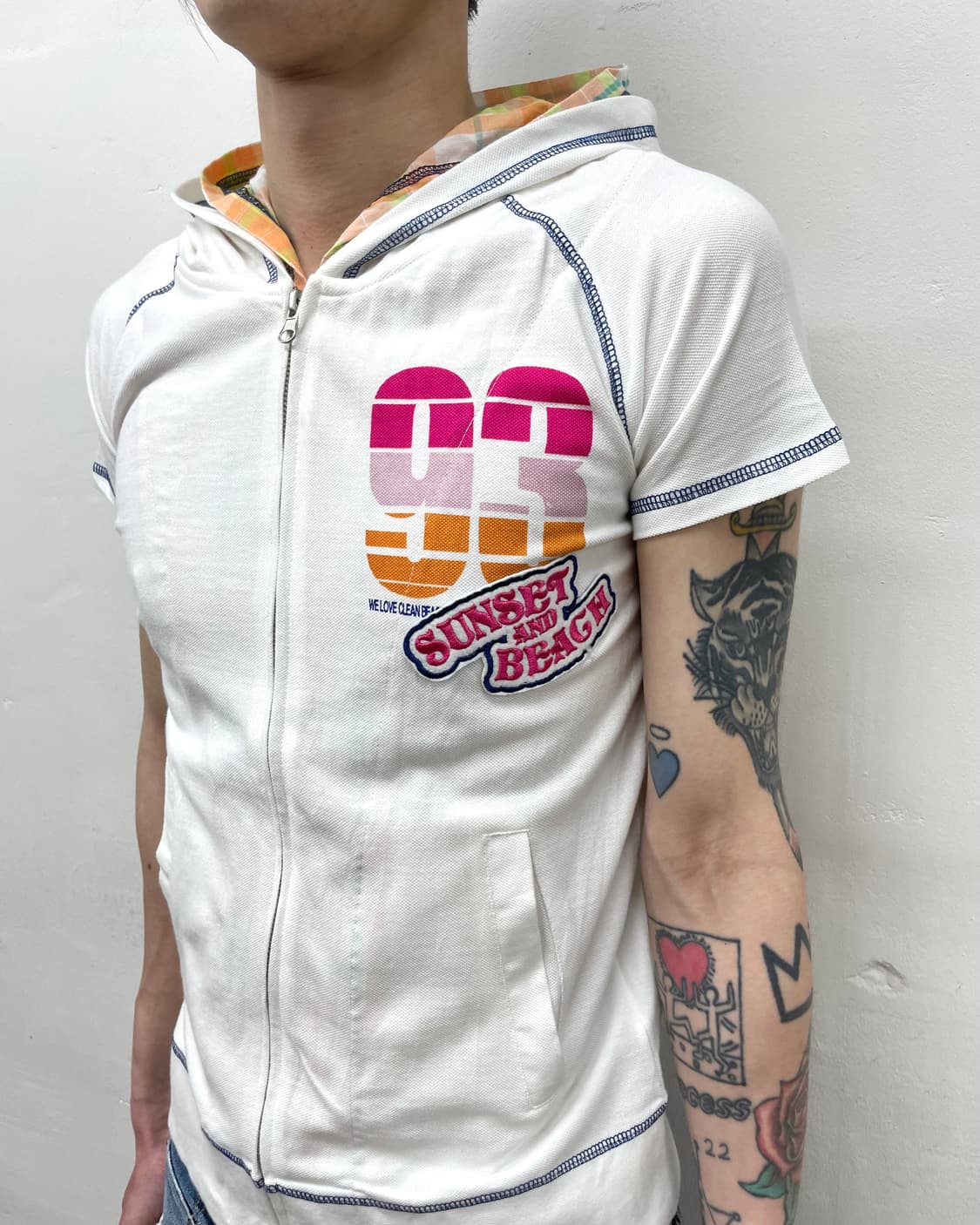 Hawaiian Layered Checkered Hooded T 상품이미지4
