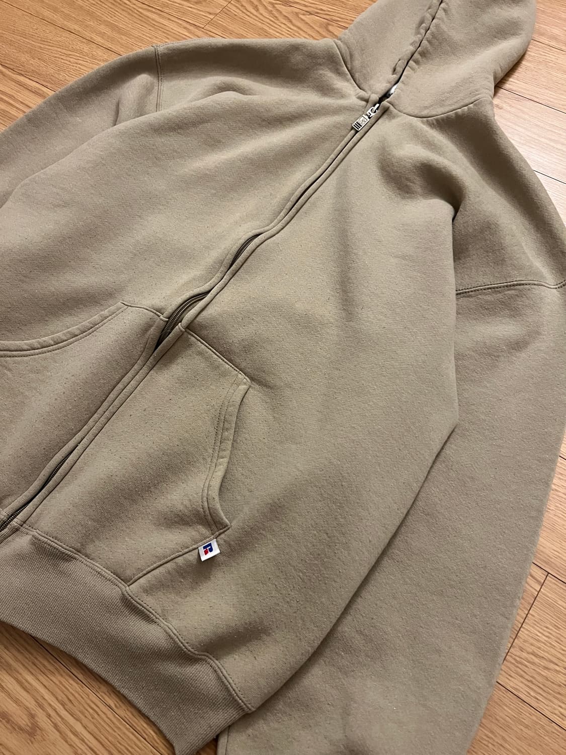 90s 러셀 빈티지 후드집업 탄 XL 상품이미지3