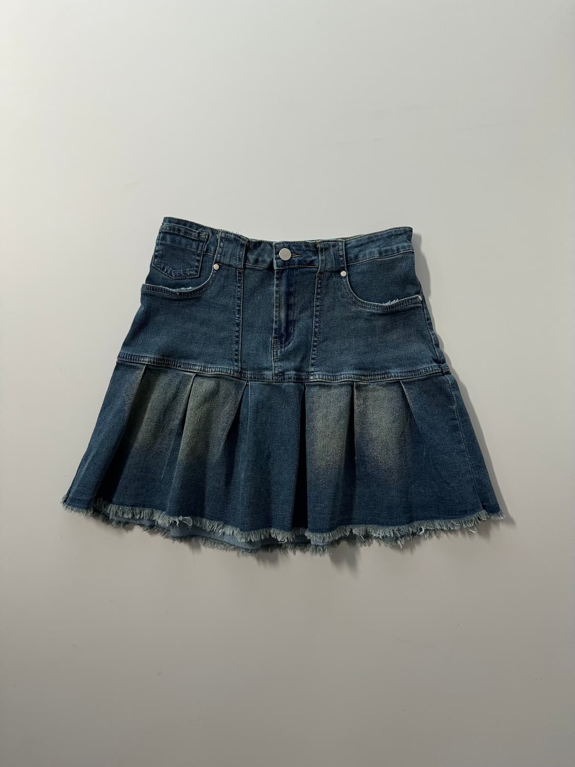 버튼 숄더 디테일 체크 셔츠 원피스 데님 스커트 3pcs SET 상품이미지10