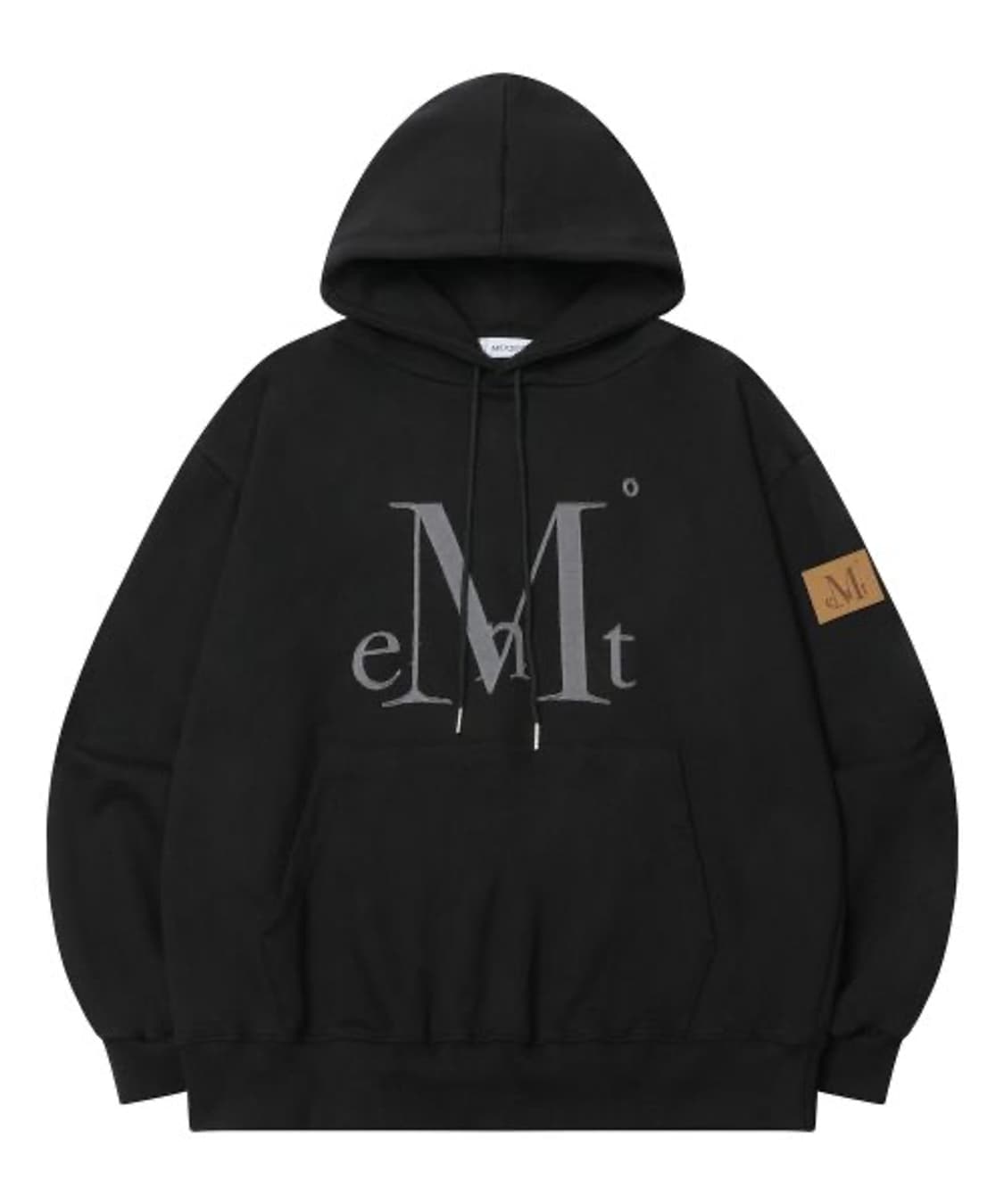 무센트 MUCENT 와디 아플리케 로고 후드 티 - 블랙 상품이미지2