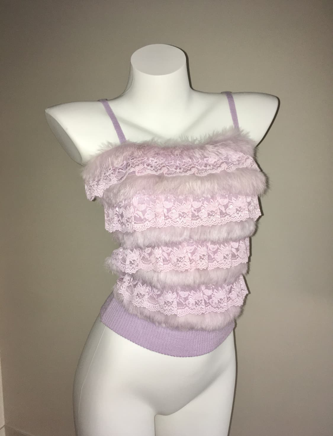 페어리 퍼 프릴 슬리브리스 오리엔탈 연보라 갸루 y2k 상품이미지5