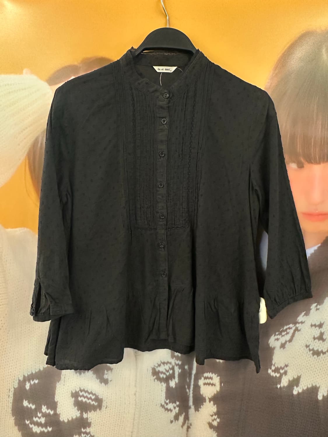 VINTAGE 블랙 레이스 도트 블라우스 상품이미지1