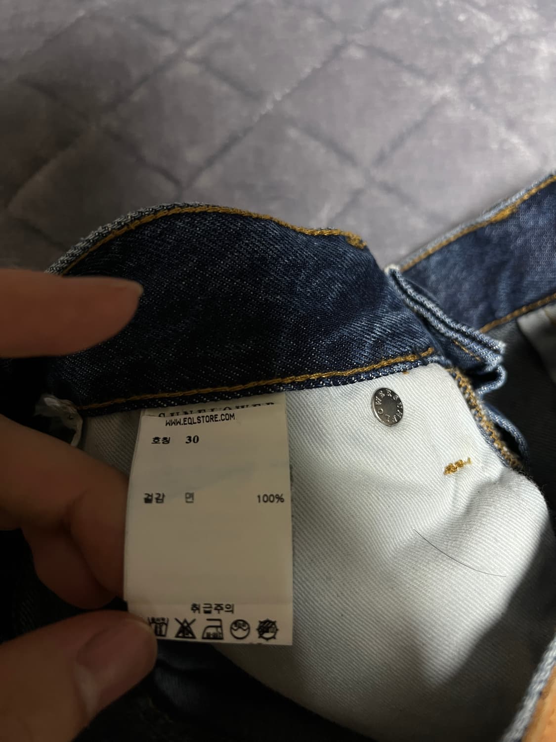 선플라워 와이드 트위스트 데님 린스 블루 30 상품이미지6