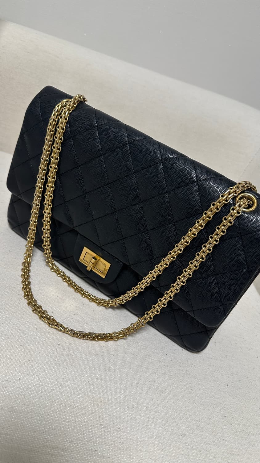 샤넬 빈티지 2.55 캐비어 맥시(구 라지)  상품이미지4