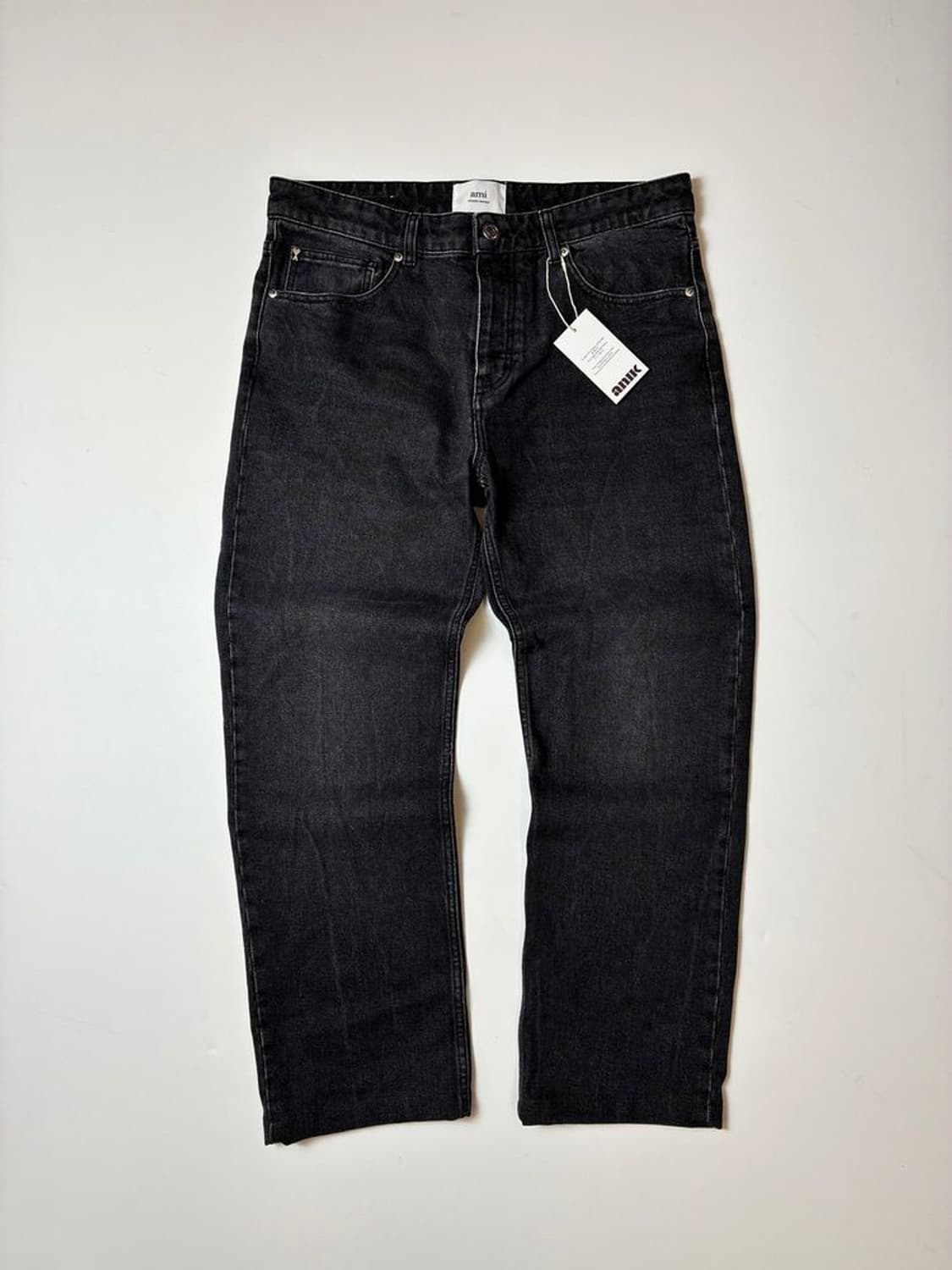 아미 AMI 스트레이트 가죽 탭 데님 팬츠 PN8349 상품이미지1