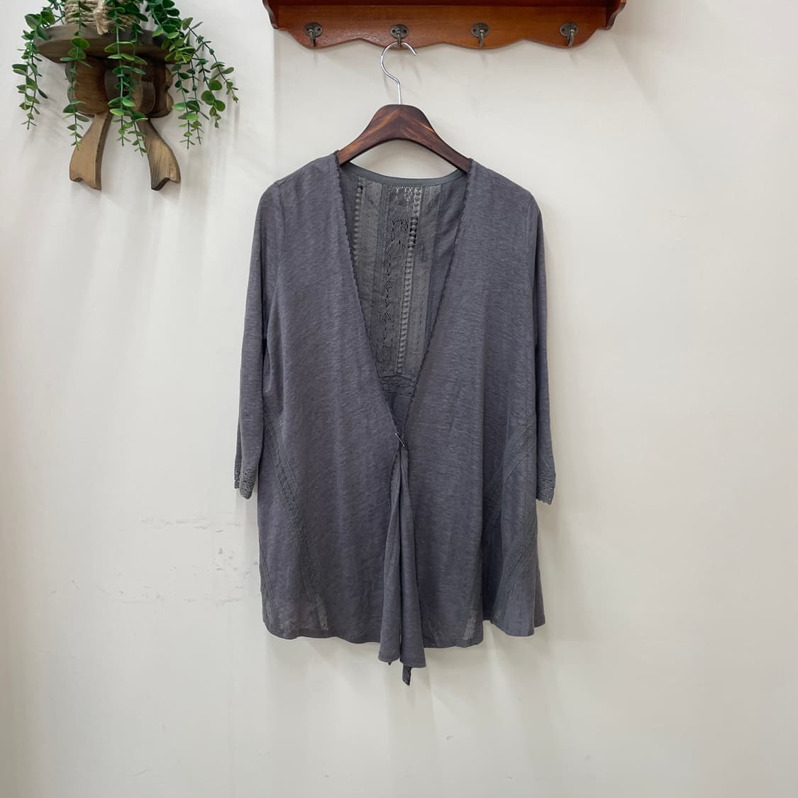 백 레이스 아일릿 오픈 가디건 상품이미지1