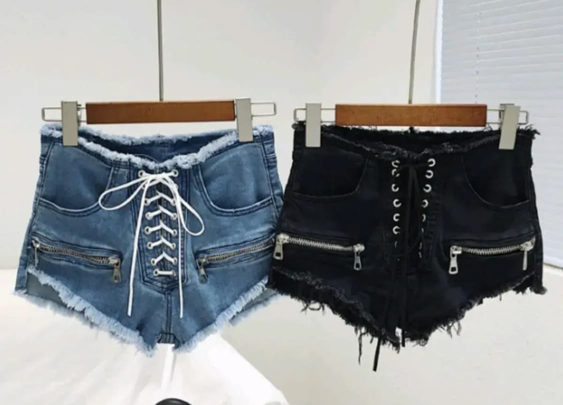 (색상 올블랙)아일렛 하이웨스트 반바지+하네스 상품이미지2