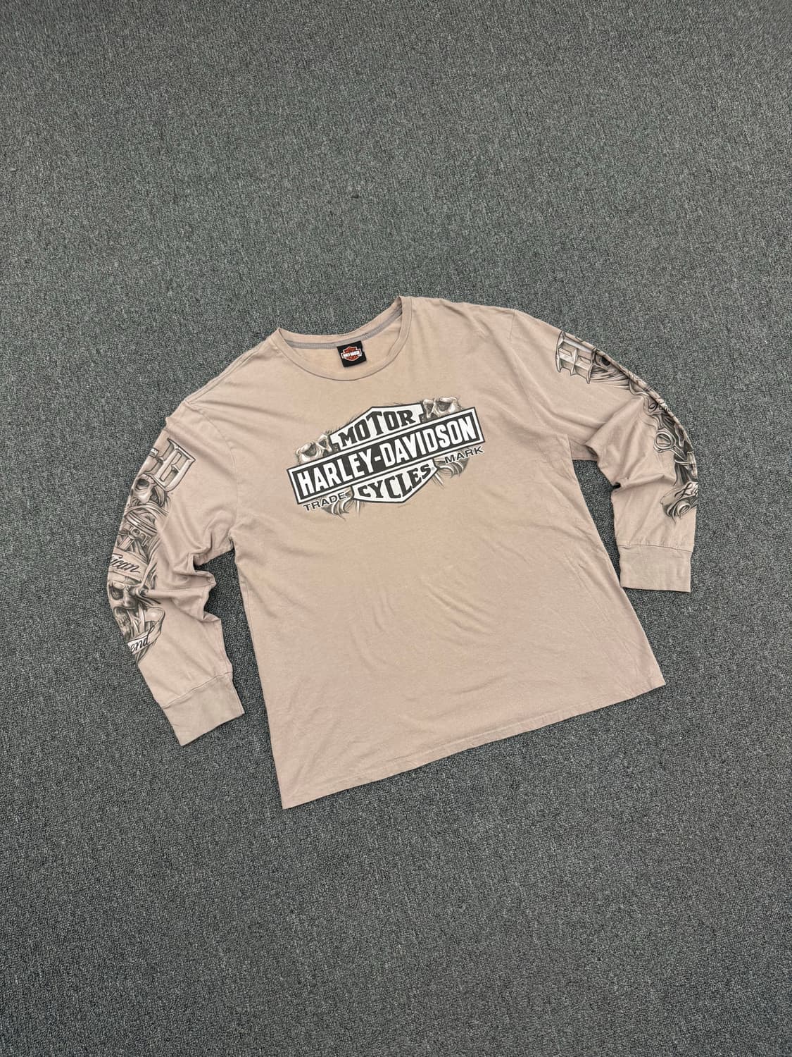 OS)할리데이비슨 빈티지 스컬 프린팅 롱슬리브 상품이미지3