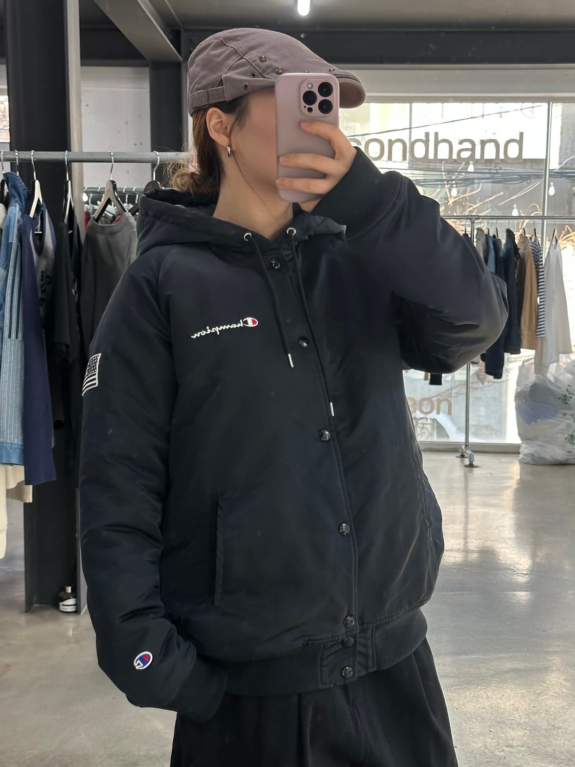 챔피온 성조기 누빔 후드 바시티자켓 상품이미지2