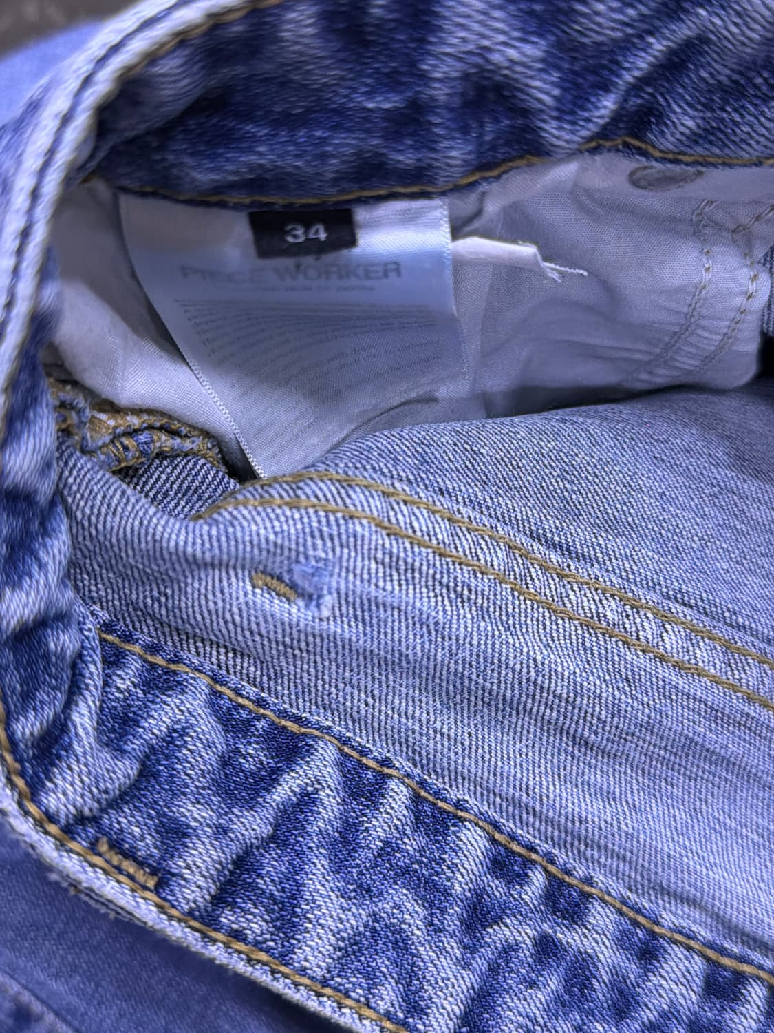 피스워커 중청 워싱 뉴크롭 슬림핏 데님팬츠 34 상품이미지9