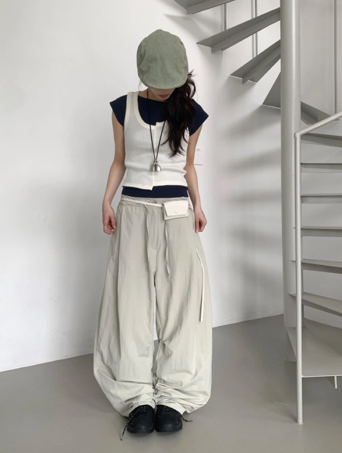 릿킴 보트넥 슬림핏 반팔 티셔츠 네이비 상품이미지2