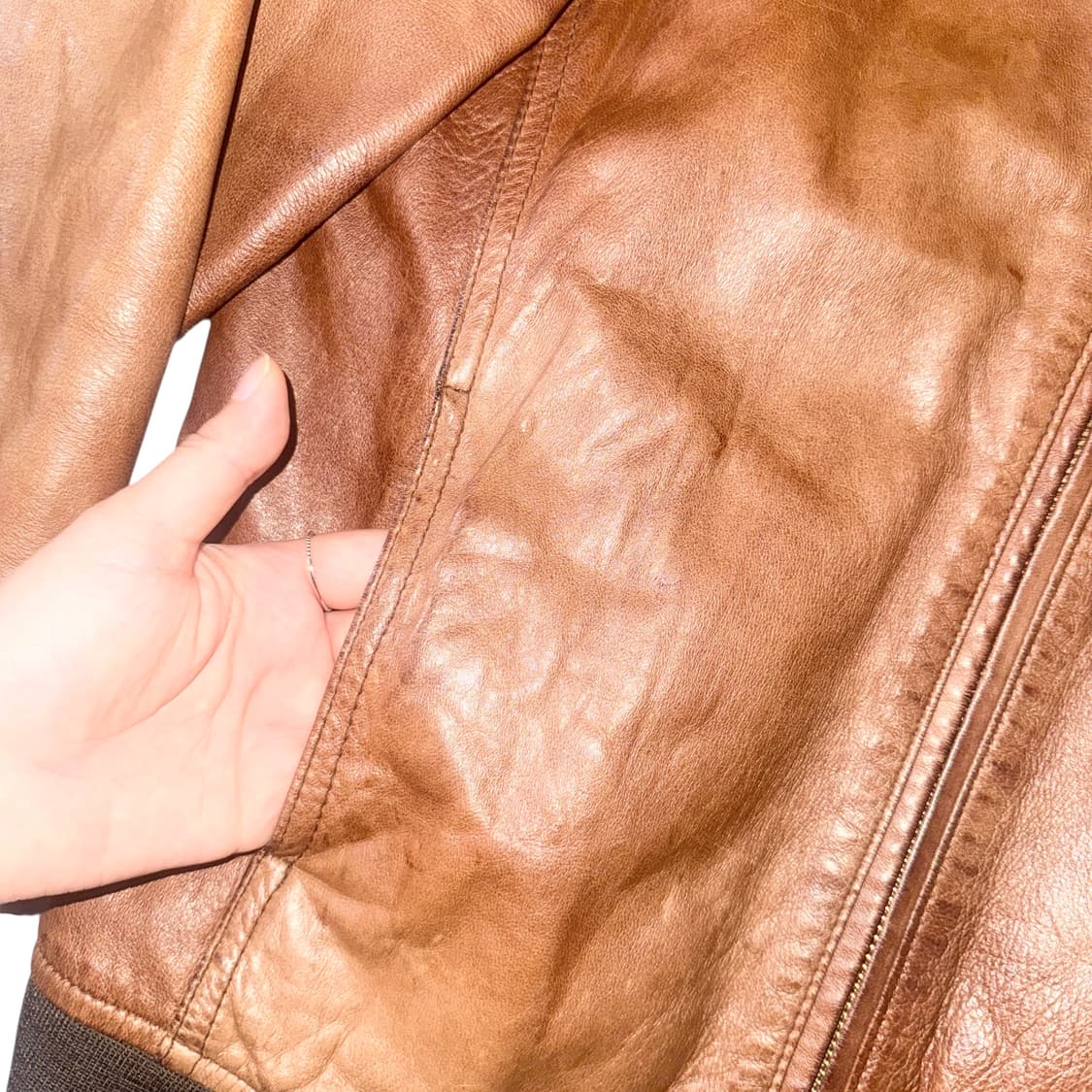 Light Brown Leather Jacket 상품이미지4