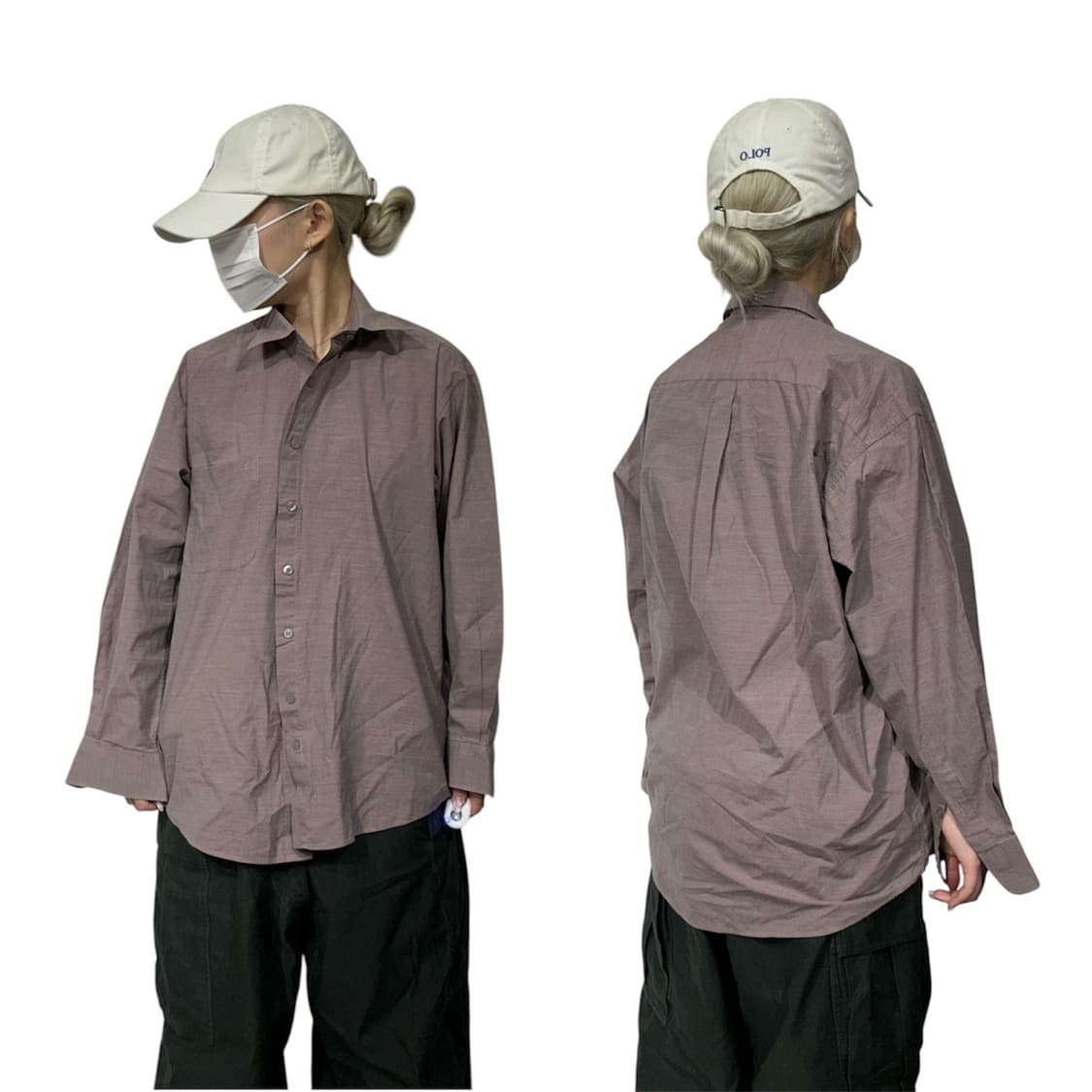 90s 입생로랑 브라운 버건디 오버핏 셔츠 M 상품이미지1