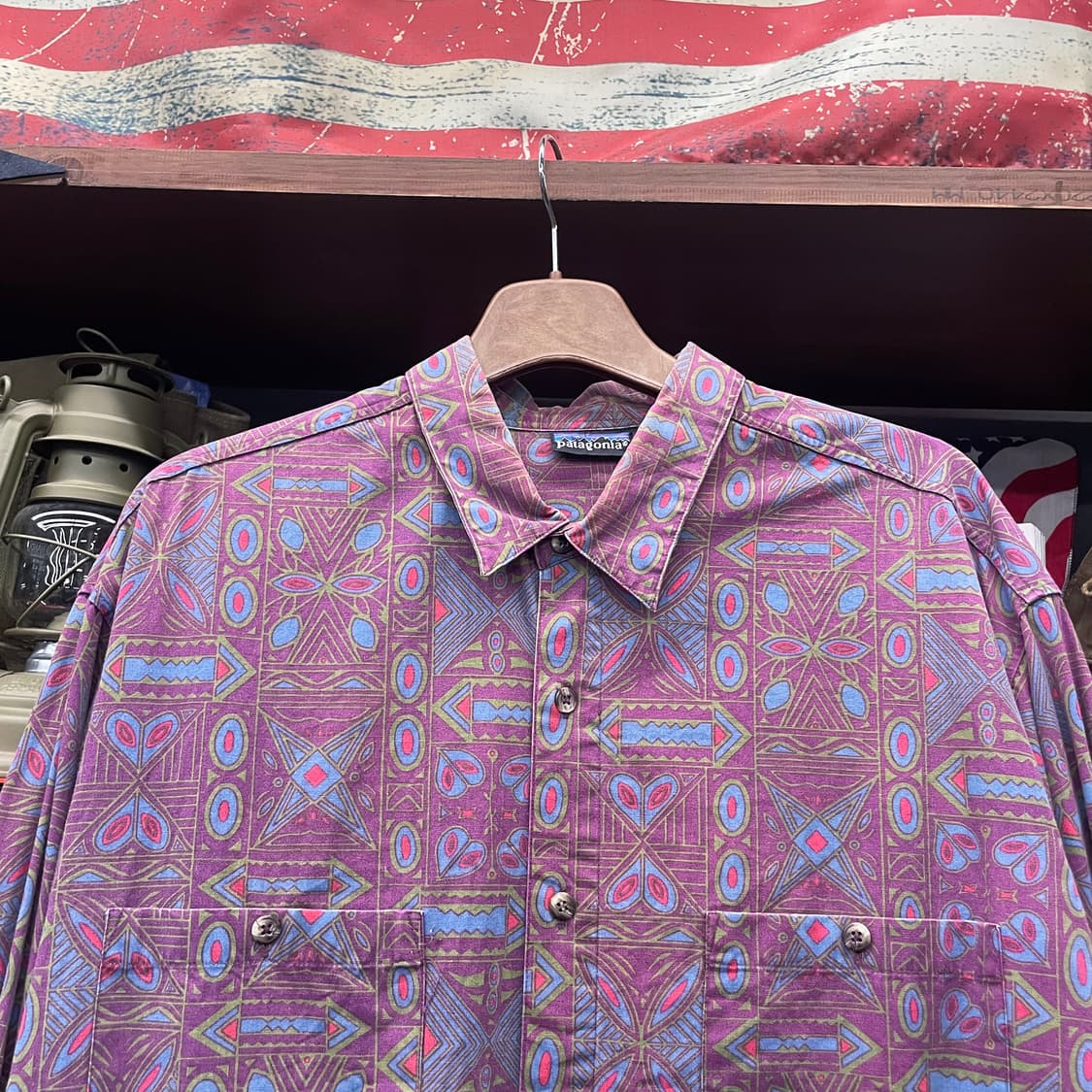 Rare 90s 파타고니아 네이티브 아즈텍 패턴 포켓 셔츠 상품이미지3