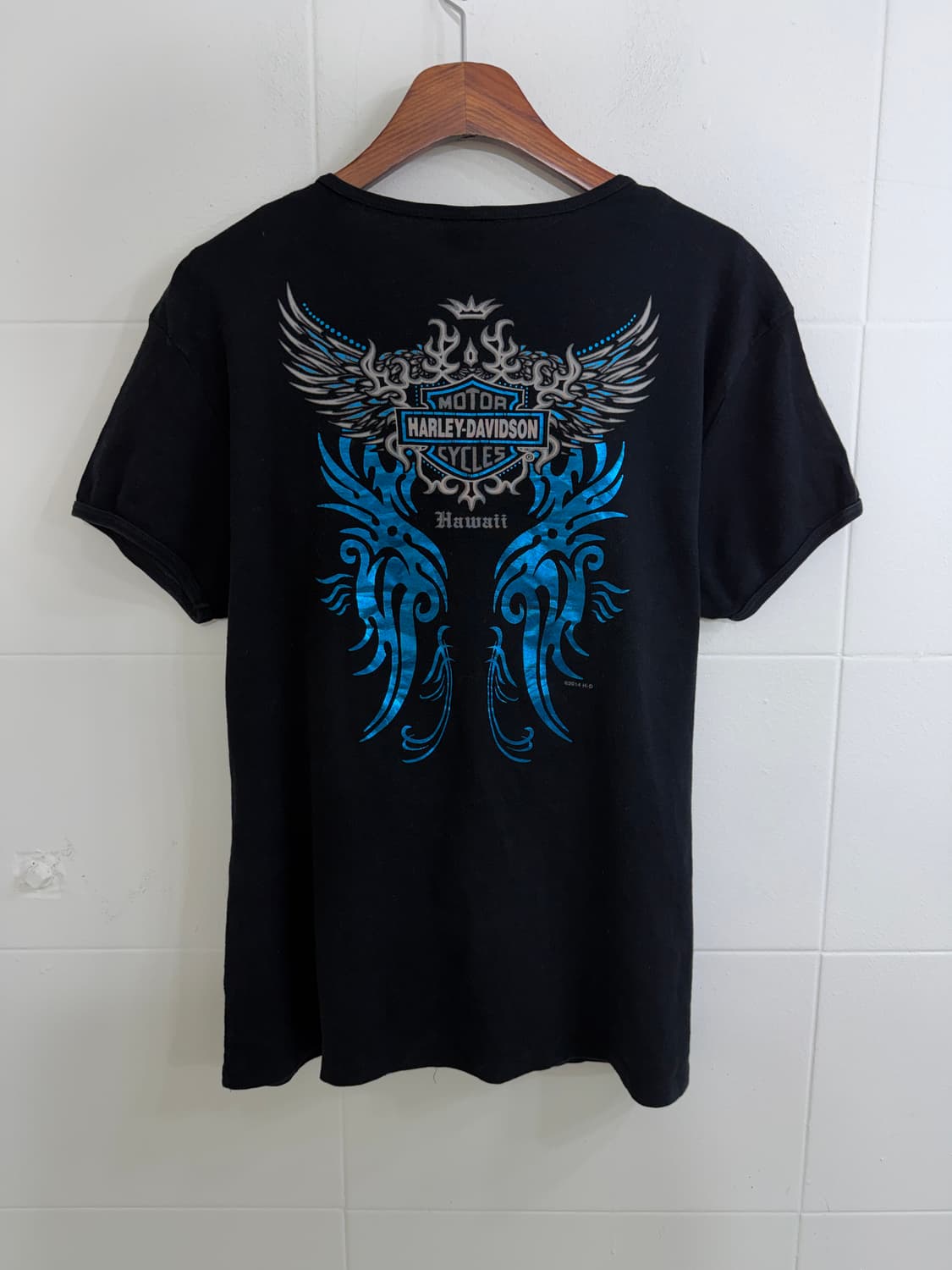 (상의 세트) 할리데이비슨 블루 날개 반팔 티셔츠 + 블루 레이스 나시 상품이미지6