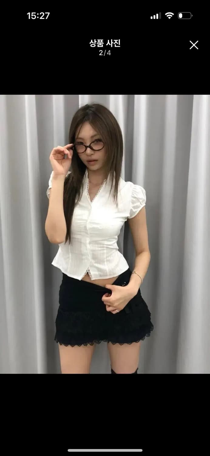 새상품) 포어링 쉬폰 레이스 미니 스커트 상품이미지2