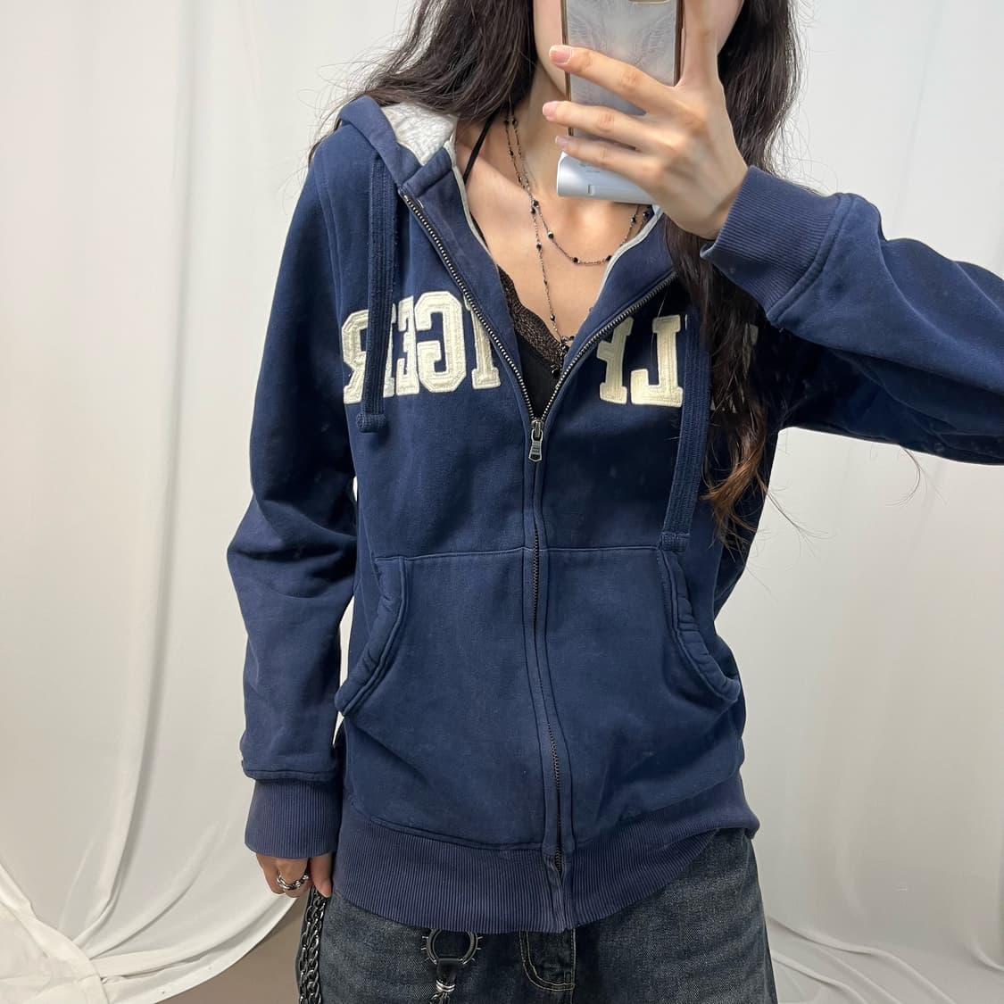 Tommyhilfiger navy hood zip-up 상품이미지3