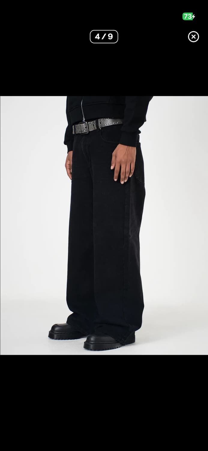 Menes 솔리드 블랙 콜로서스핏 데님 팬츠 상품이미지4