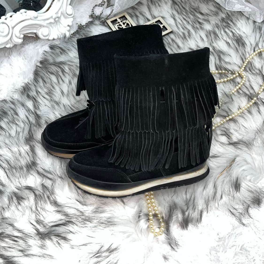 빈티지 프린지 블랙 부츠 상품이미지3