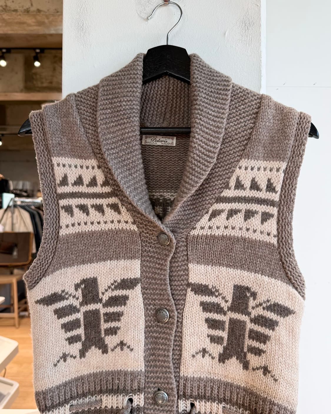 vtg 베이지 코위찬 니트 베스트 상품이미지3