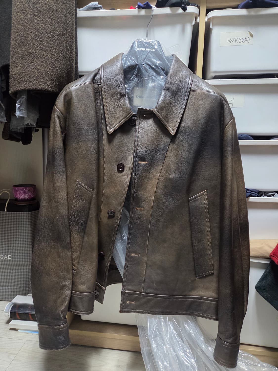 인사일런스 투톤레더자켓 BROWN 상품이미지3