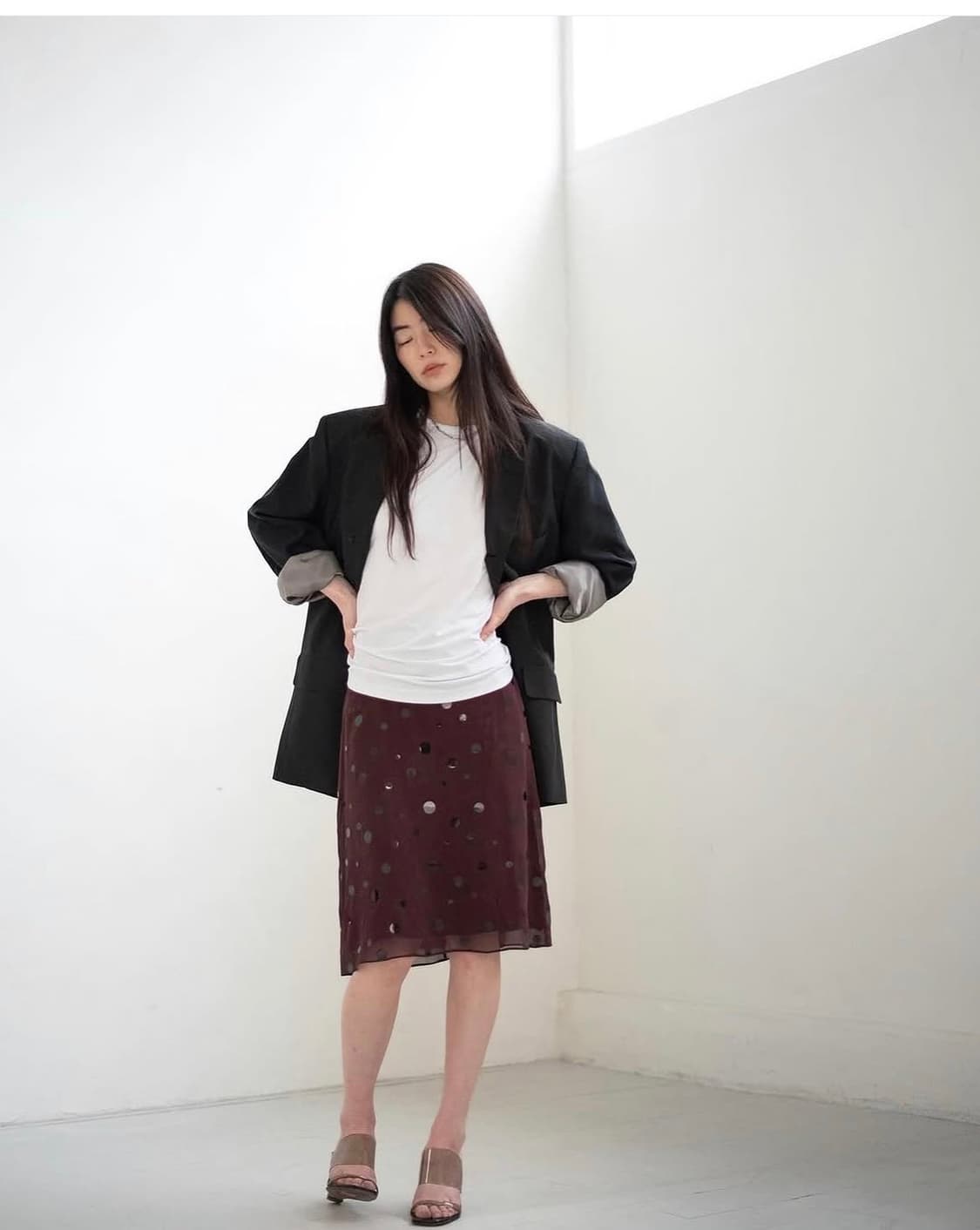 티크 teak dot silk skirt 상품이미지1