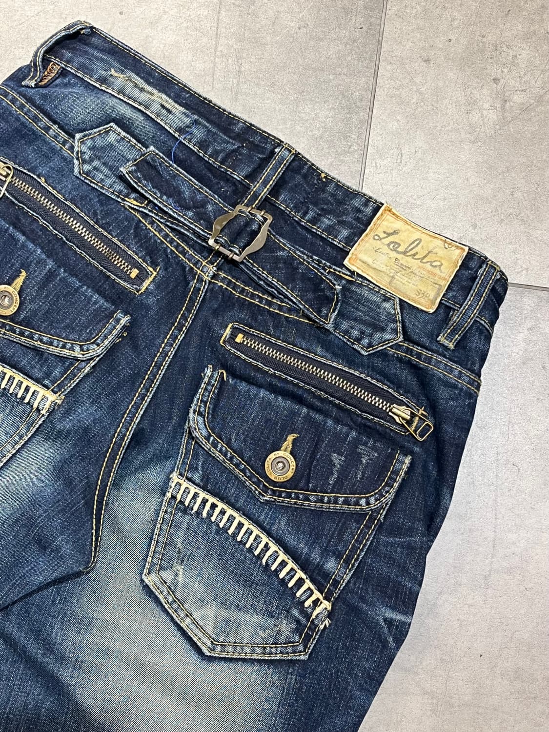 일본 빈티지 Lolita jeans 락펑크 지퍼 와이드 데님 팬츠  상품이미지10