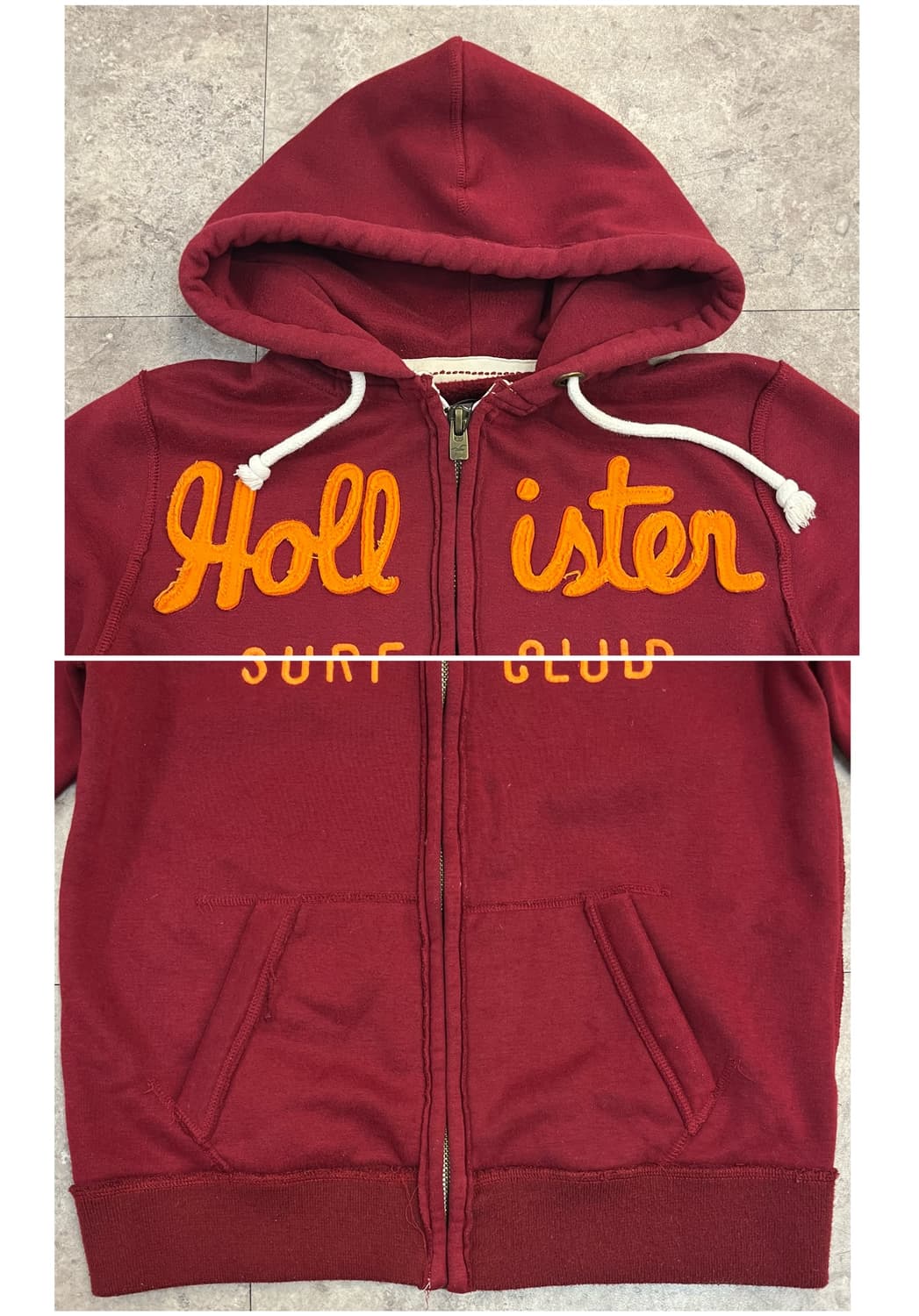 홀리스터 기모 후드집업 버건디 M #csz4172 상품이미지4