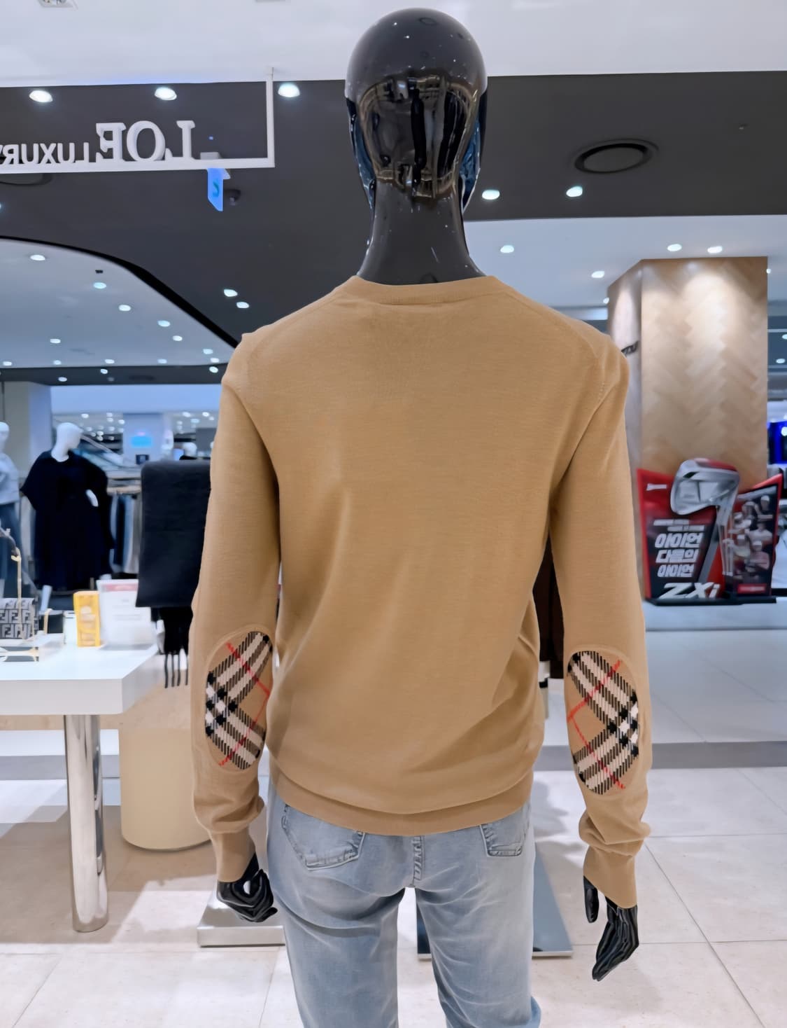 버버리 신형 체크 패치 메리노 울 스웨터 베이지 M 상품이미지3