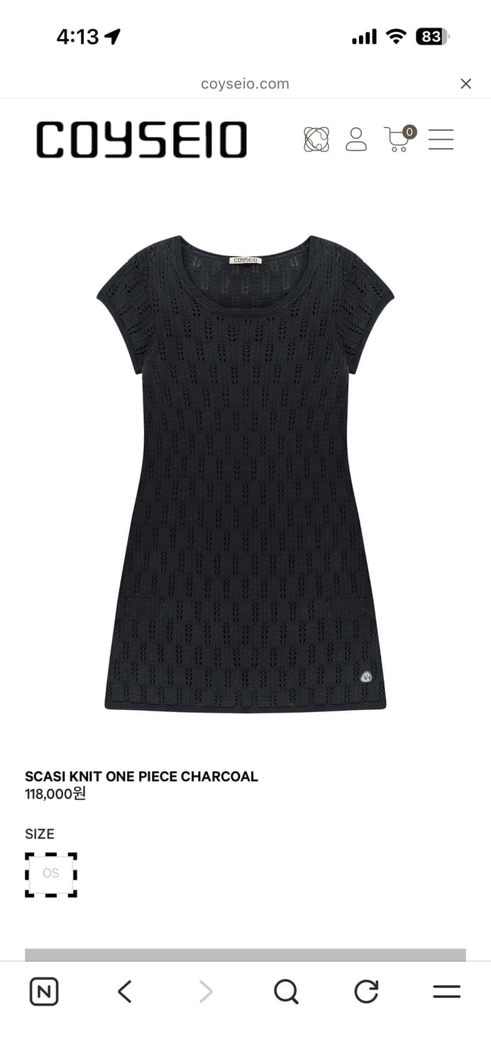 코이세이오 스카시 니트 원피스 차콜 상품이미지1