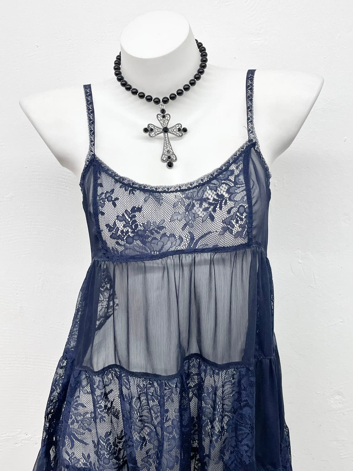 네이비 레이스 레이어드 슬립 상품이미지2