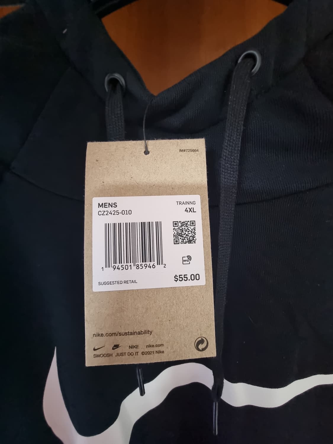 새상품) 빅사이즈 나이키 드라이핏 후드티 CZ2425-010 4XL 새제 상품이미지2
