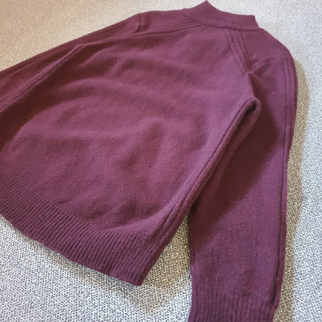 L.L.Bean 버건디 메리노 울 하프 집업 니트 스웨터 no.37 상품이미지7