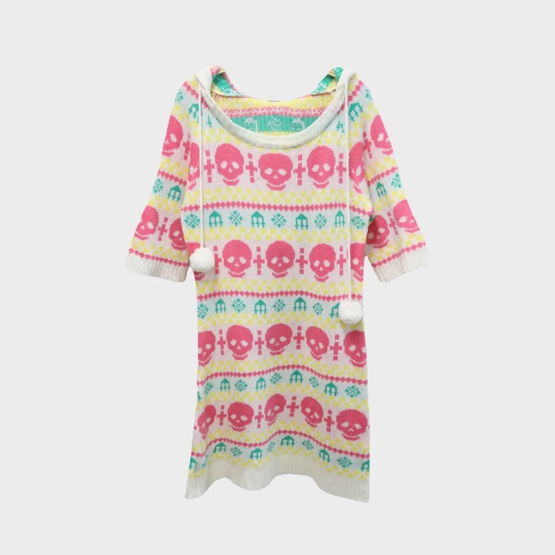 JE VOUDRAIS 스컬 후드 반팔 니트 원피스 61308 상품이미지1