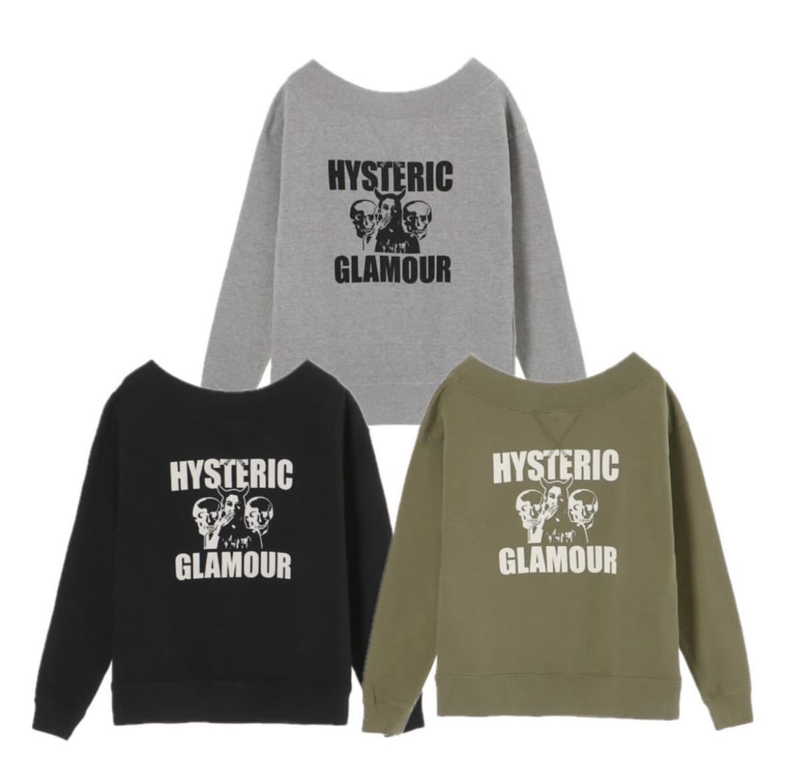 히스테릭글래머 evil skull 맨투맨 롱슬리브 3way 카키 상품이미지4