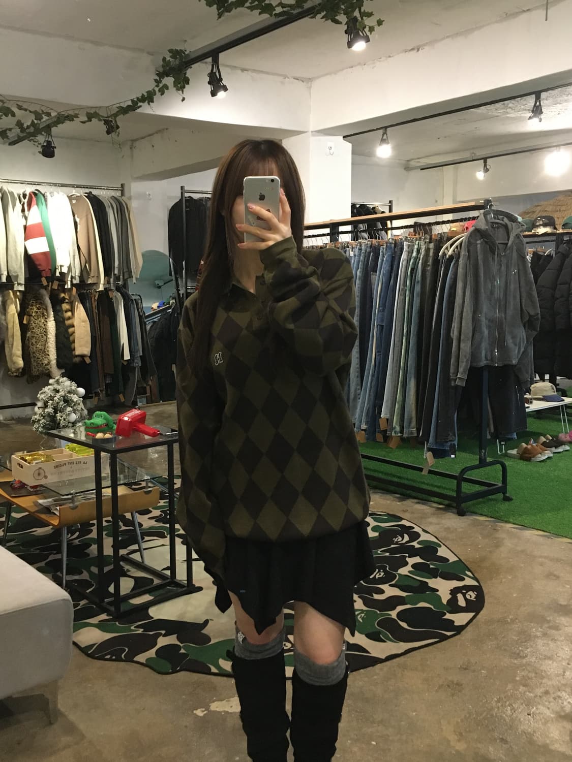 나이스 고스트 클럽 체크보드 니트 폴로 셔츠 상품이미지1