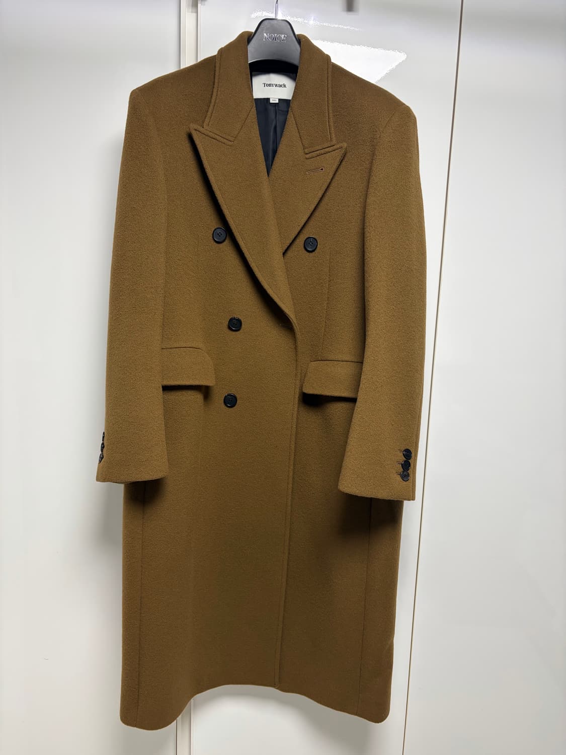 토니웩 더블 브레스트드 테일러드 코트 다크 카멜 L 팝니다 상품이미지3