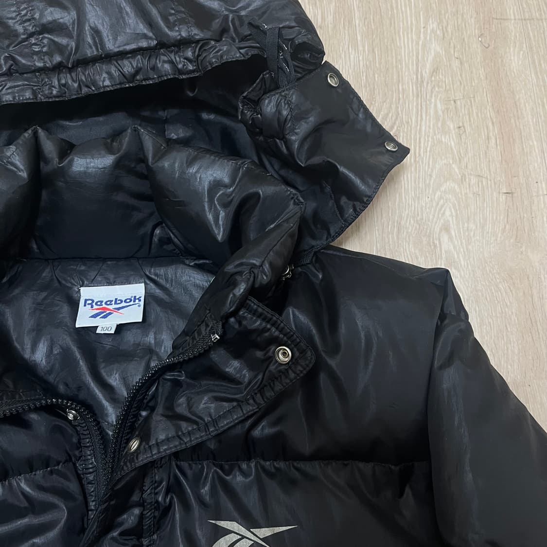 리복 Reebok 올드스쿨 덕다운 후드 롱패딩 L(100) 상품이미지3