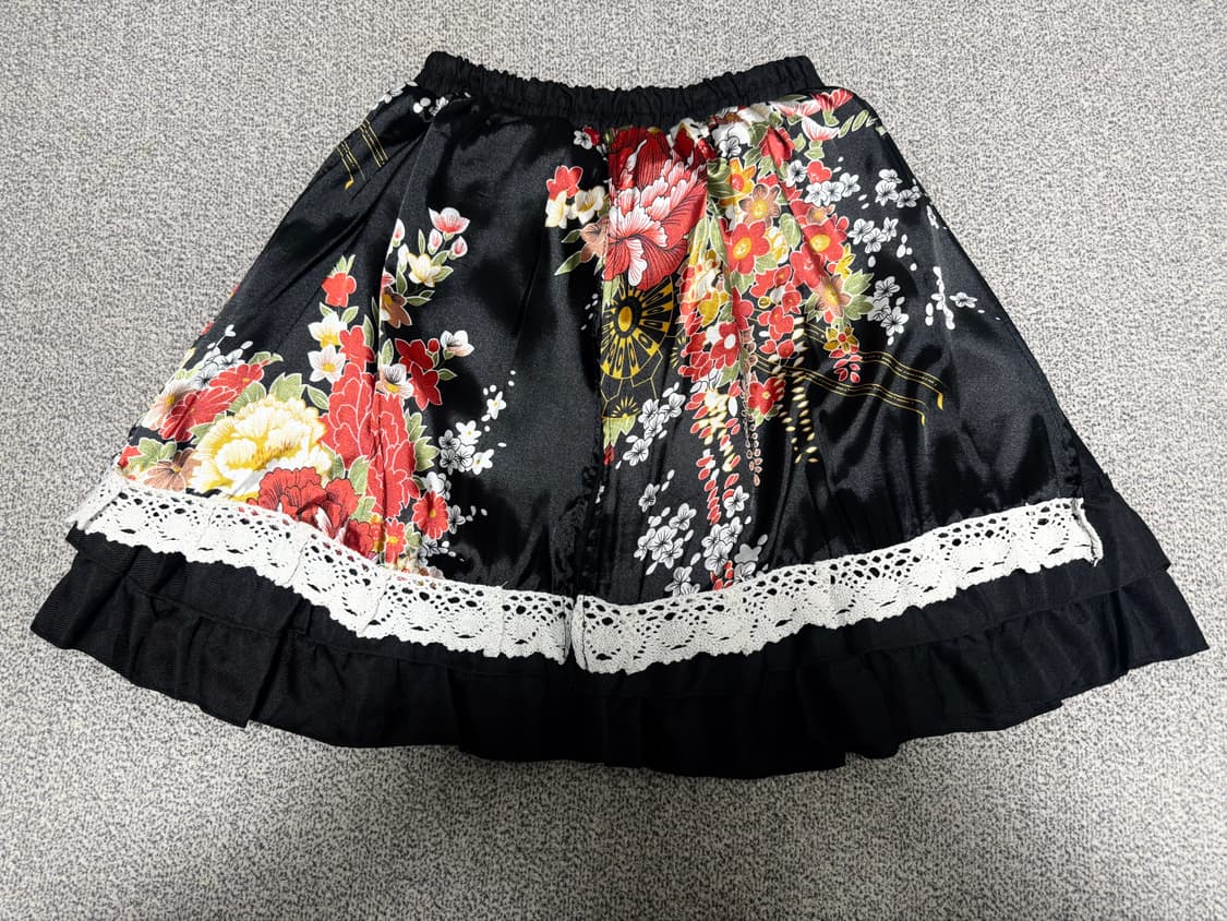 •Japanese Vintage 플로럴 레이스 밴딩 스커트 상품이미지3