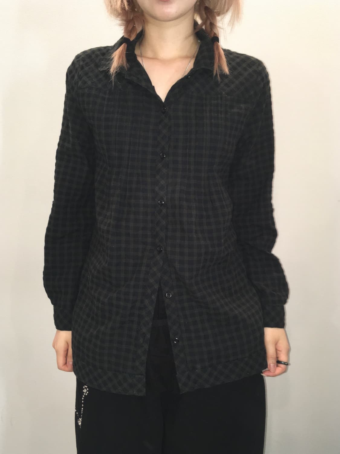 jpn vintage 모리 그린 체크 셔츠  상품이미지3