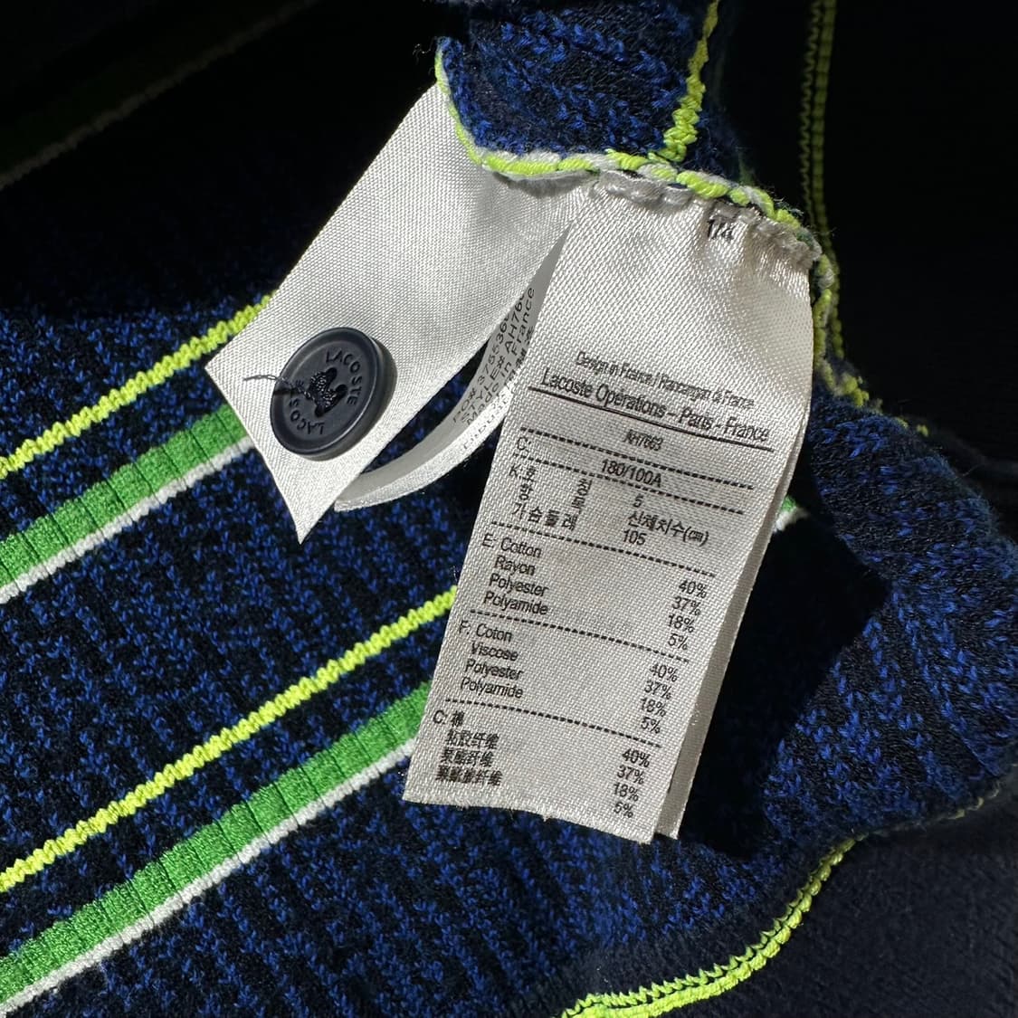라코스테 멀티 스트라이프 스웨터 폴로 반팔 니트 네이비 상품이미지8