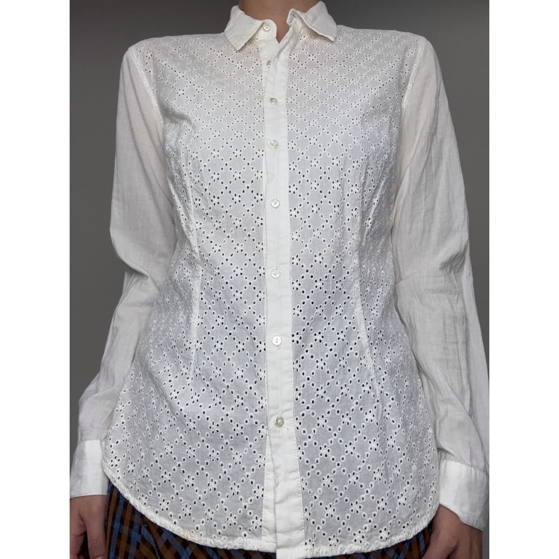 빈티지 아이보리 펀칭 셔츠 상품이미지1
