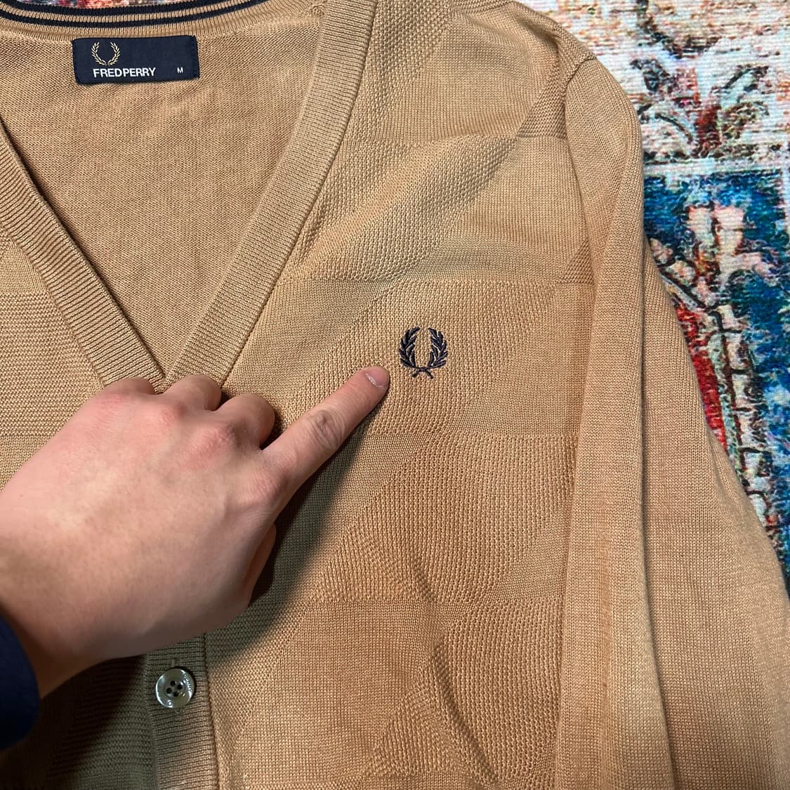 [M] 프레드페리 다이아몬드 패턴 가디건 상품이미지2