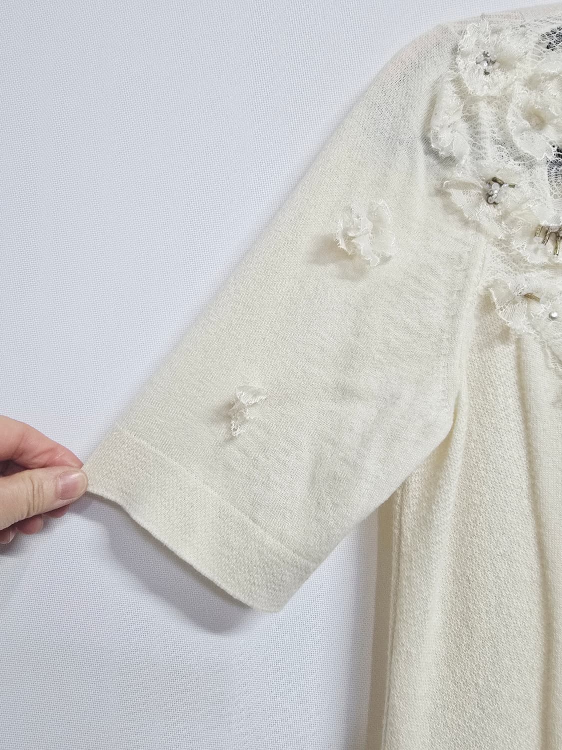 오브제  레이스 반팔 니트 상품이미지4